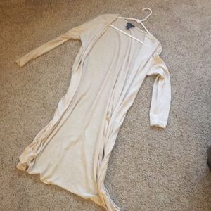 Cream long sleeve duster cardigan